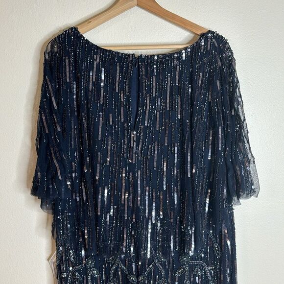 Mac Duggal embellished wrap gown with front slit in midnight size 16 dress - Picture 10 of 15